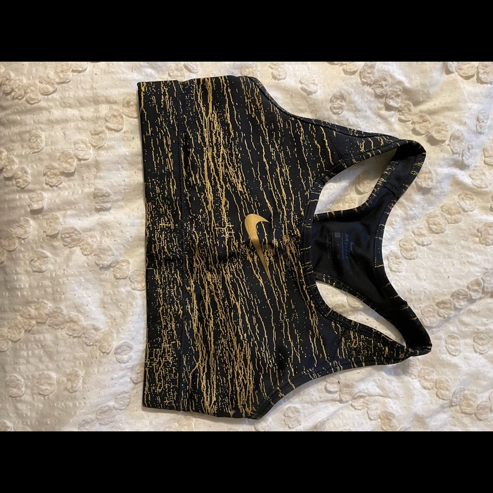 Nike black & gold sports bra